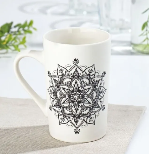 Кружка дизайн мандала черный узор 380см 9277904